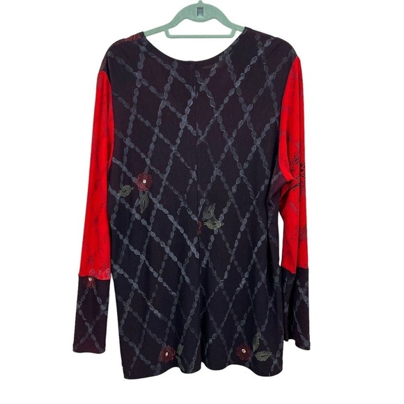 JG's Mad Lab Tunic Top Blouse Stretch Long Sleeve Floral Print Women Size‎ L - Picture 5 of 6